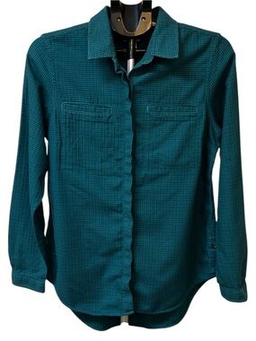 L.L. Bean Teal Button-Down Micro plaid Shirt in Teal Green/Blue